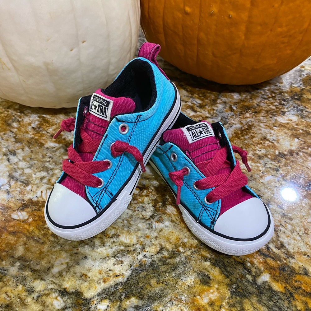SOLD Pink and blue 8.0 toddler converse
